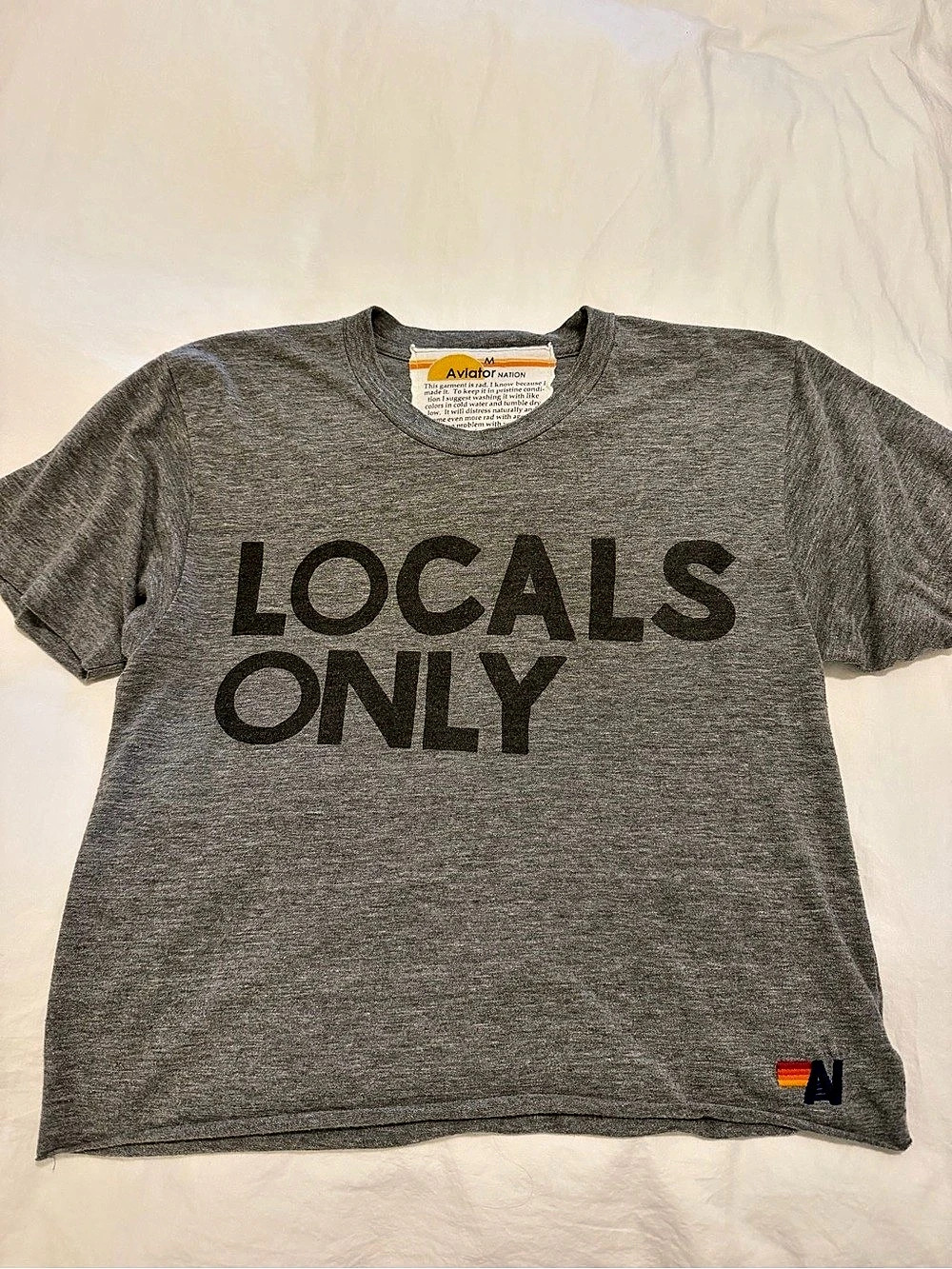 Aviator Nation Locals Only Tee Graphic T-Shirt Gray Medium